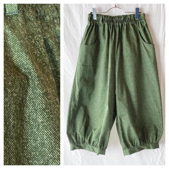 全年適用的燈籠褲：80cm（牛仔印花：綠色） 第1張的照片