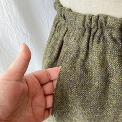 ハンサムスタイルのティアードスカート（85cm丈）（コットンツイード：オリーブ） 2枚目の画像