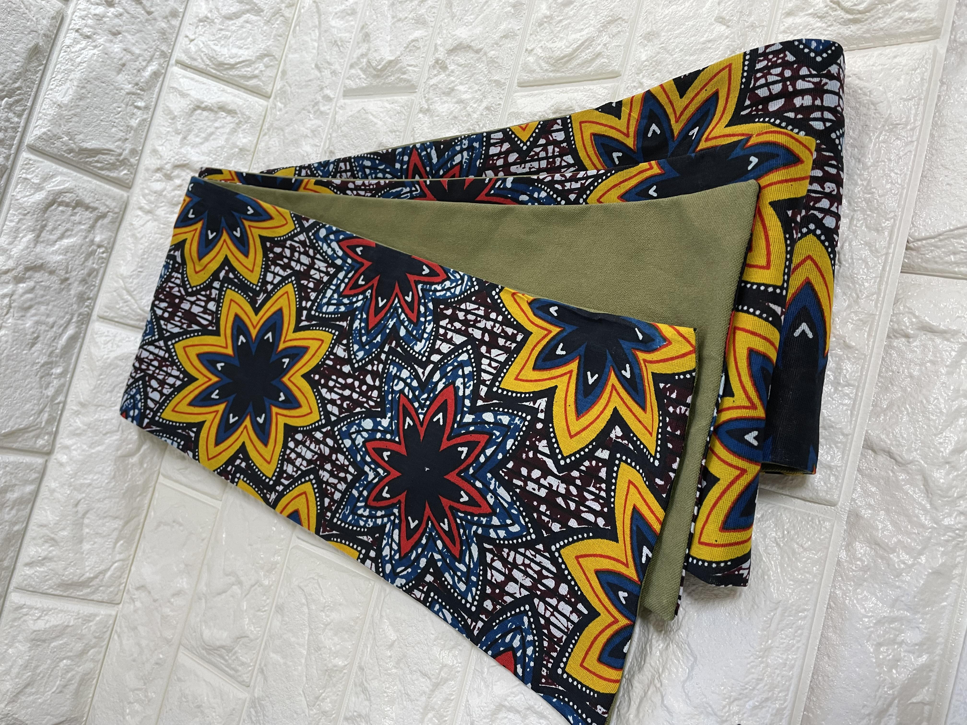 アフリカ布(キテンゲ)と帆布の半幅帯