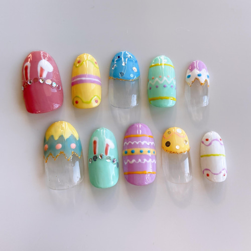 【オーダー】イースター　春　ゆめかわ　キッズ　ネイルチップ　nail オーダー】イースター春ゆめかわキッズネイルチップnail