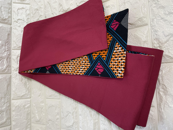 アフリカ布(キテンゲ)と帆布の半幅帯 3枚目の画像