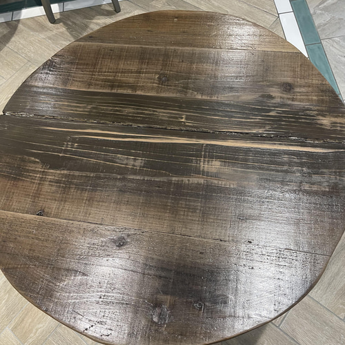 ダイニングテーブル 120cm 単品 セラミック 古木 古材 無垢材 丸