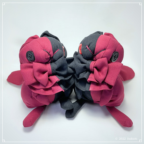 うさぎのぬいぐるみ【 赤 黒 】 受注制作 ぬいぐるみ 清水だい