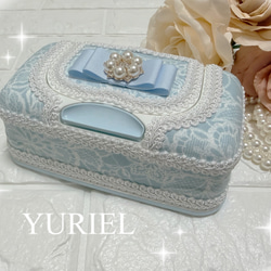 ゴミ箱 ダストボックス 見せるインテリア 水色レース ゴミ箱
