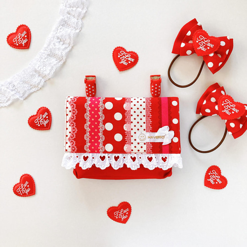 移動ポケット フリル リボン レース 問合せ クリップ付き 