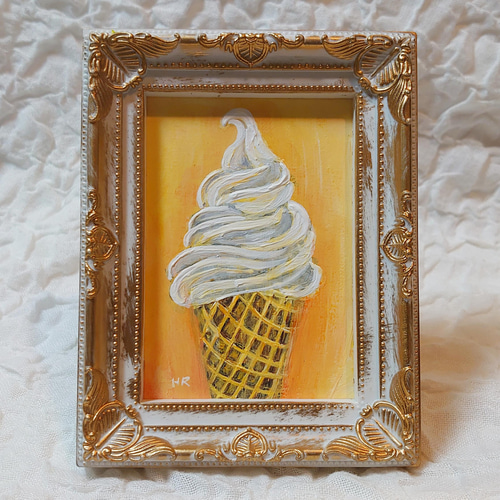 絵画 ソフトクリーム、アート、インテリア 油絵 ミニ絵画【ソフトクリーム】 絵画 HR 通販 13399616