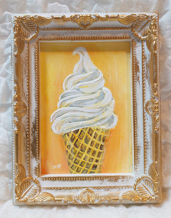 絵画 ソフトクリーム、アート、インテリア 油絵 ミニ絵画【ソフトクリーム】 絵画 HR 通販 13399616