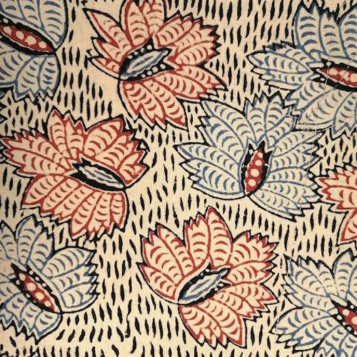 1m単位 ブロックプリント インド綿【SI-21】 リーフ 花柄 ハンド