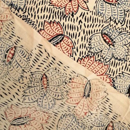 1m単位 ブロックプリント インド綿【SI-21】 リーフ 花柄 ハンド