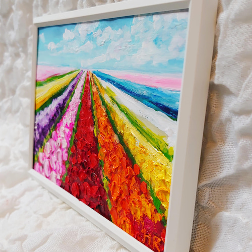 油絵 ミニ絵画【チューリップ畑】 絵画 HR 通販 13399628
