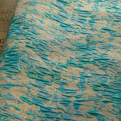 抽象的な水色模様 金糸レリーフ ジャカード生地 [2838] 3枚目の画像