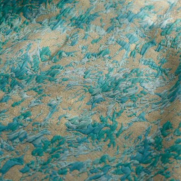 抽象的な水色模様 金糸レリーフ ジャカード生地 [2838] 7枚目の画像