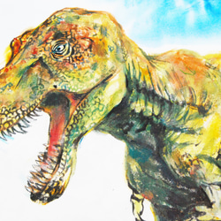 かっこいい恐竜を纏って　　注文　手描きシャツ　名入れ　Tシャツ　ティラノサウルス　トリケラトプス 1枚目の画像