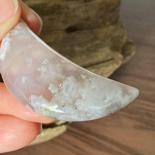 三日月シェイプ大 チェリーブロッサムアゲート 桜瑪瑙 天然色