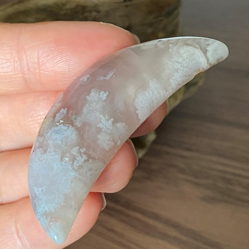 三日月シェイプ大 チェリーブロッサムアゲート 桜瑪瑙 天然色