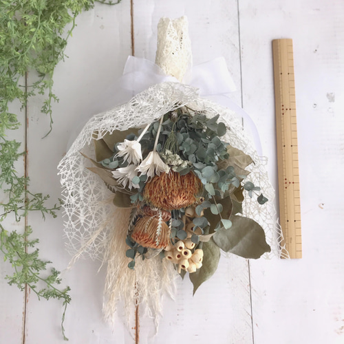 ミモザのリースとスワッグ ♡ドライフラワー流木ガーランド