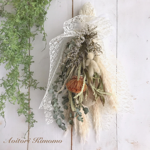 SALE¥3500→¥3000】季節のスワッグ＊210 ドライフラワー あおいとりき  