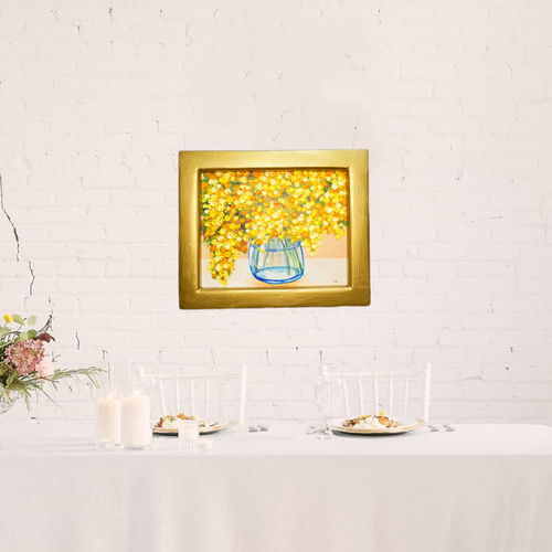 油絵 油彩 油彩画 絵画 絵【ミモザリース】 油絵 油彩 油彩画 絵 絵画 【ミモザ】 絵画 HR 通販 14066728