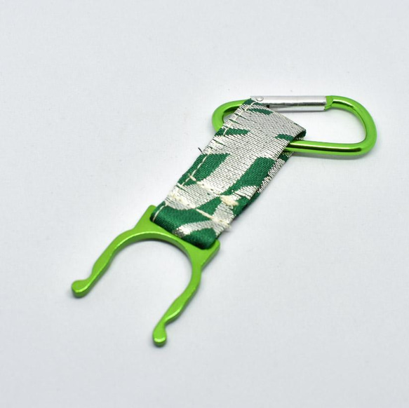 帯 ペットボトルホルダー ボトルクリップ リメイク 日本製 寿 グリーン - PET bottle holder 1枚目の画像