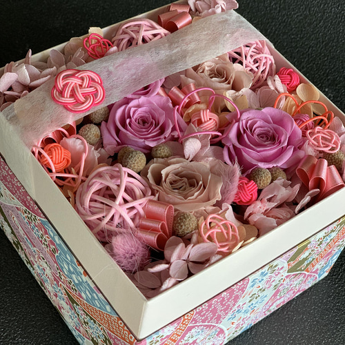 フラワーボックス プリザーブドフラワーアレンジメント momo《水引  