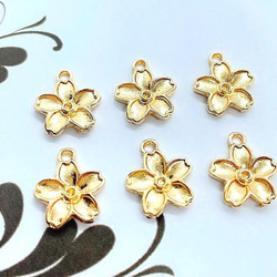 アンティーク チャーム ＊ ゴールド 2個入】一輪花 リーフ フレーム パーツ 金枠 クラシック