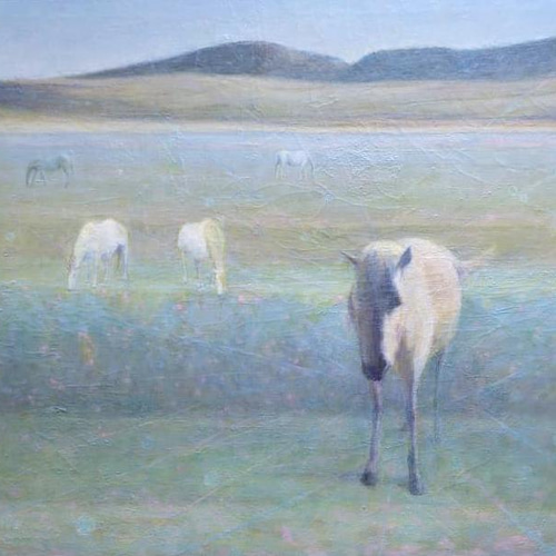 はなむけの馬」F50油彩（心象風景） 福島房雄 ＊ 飽きの来ない