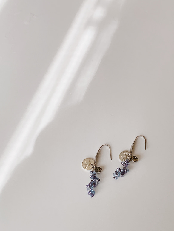 〜藤の花〜 【wisteria】チェコビーズ ブルー 9枚目の画像