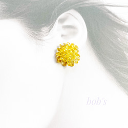 揺れるyellow Dahlia pierce/earring 4枚目の画像