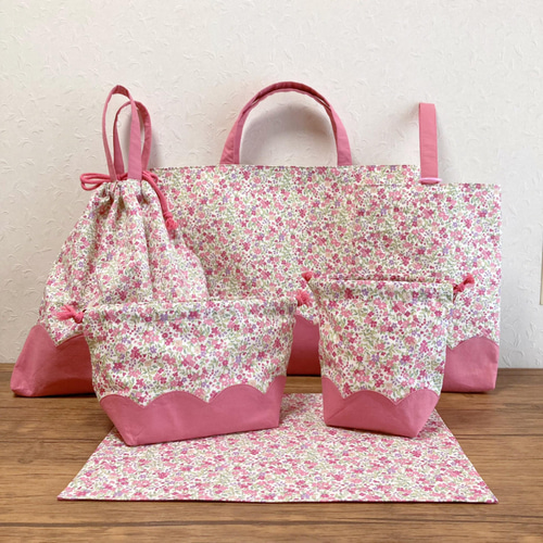 入園入学5点セット　ハムスター花柄 入園入学グッズ 5点セット 女の子 - 保育園 幼稚園 大きめ