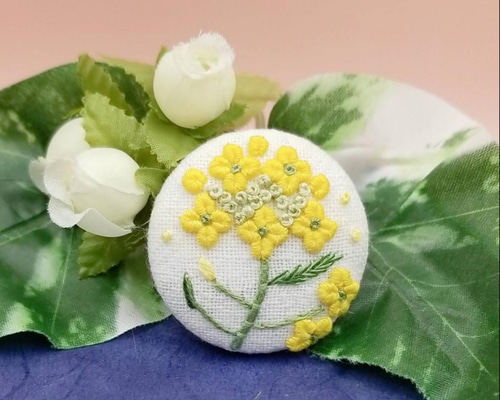 2.7センチくるみボタンヘアゴム♡黄色ばら刺繍 423b77797e9535c7fbad9ffea066d8