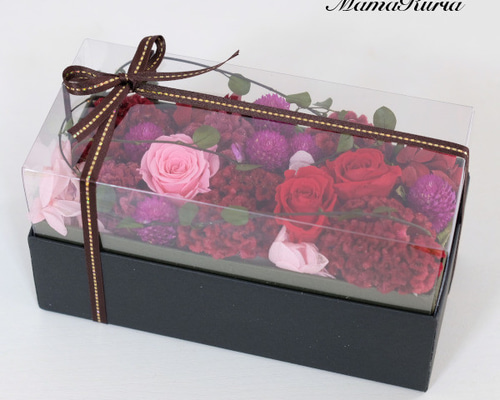 徳島産ドライフラワー＆プリザーブドフラワー使用 クリアボックス