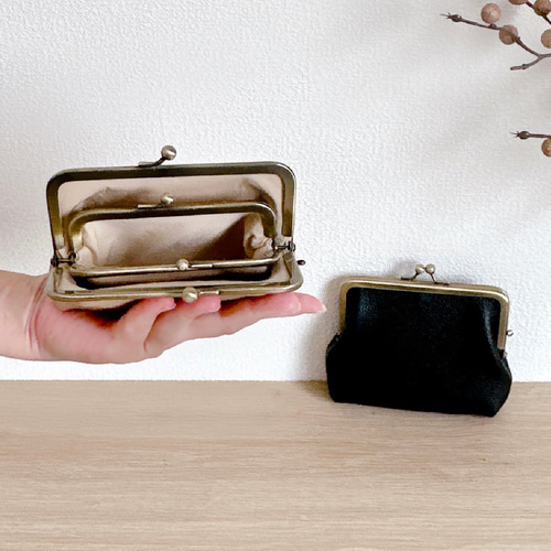 大人気／イタリアンシュリンクレザーの親子がま口財布＆おまけのミニ