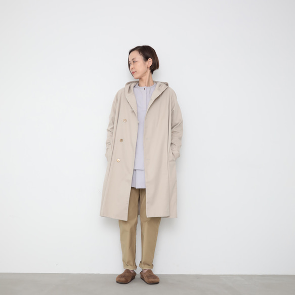 Light hoodie coat / ecru beige 8枚目の画像