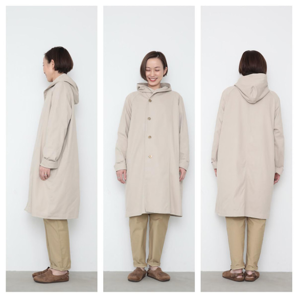 Light hoodie coat / ecru beige 5枚目の画像