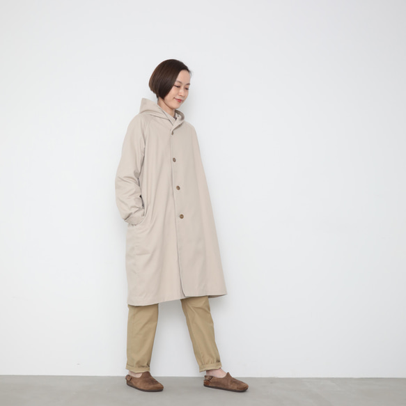 Light hoodie coat / ecru beige 9枚目の画像