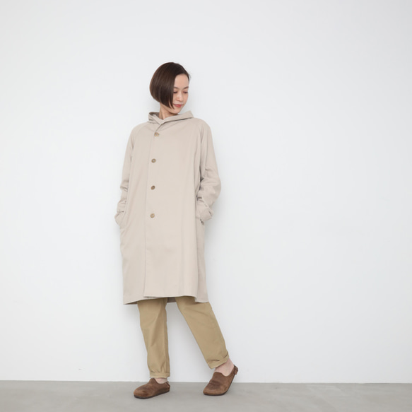 Light hoodie coat / ecru beige 2枚目の画像