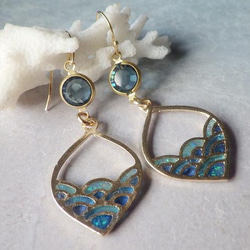 Ocean Wave Earrings 彩色玻璃風格大波浪耳環/耳環 第5張的照片