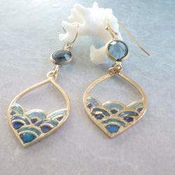 Ocean Wave Earrings 彩色玻璃風格大波浪耳環/耳環 第11張的照片