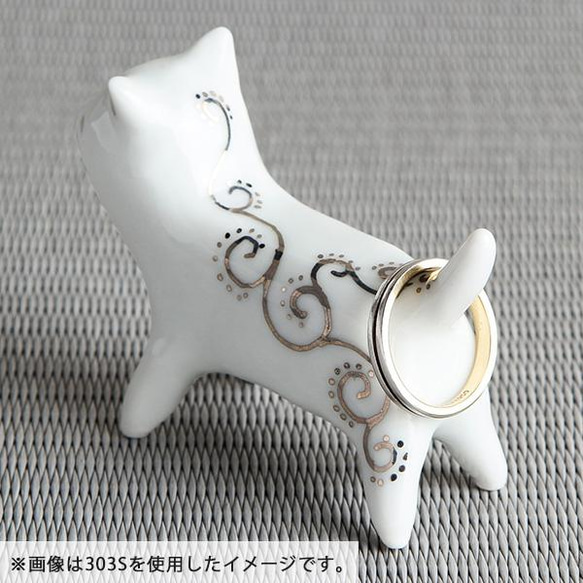 ネコのリングピロー 猫 置物 陶器 おしゃれ 指輪置き 砥部焼 和将窯 Washo-303 4枚目の画像