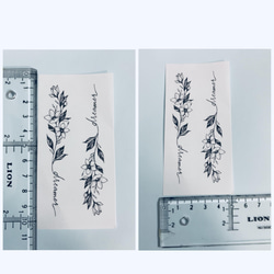 韓国　タトゥーシール　お洒落　花　蕾　線画　消えるタトゥー 2枚目の画像