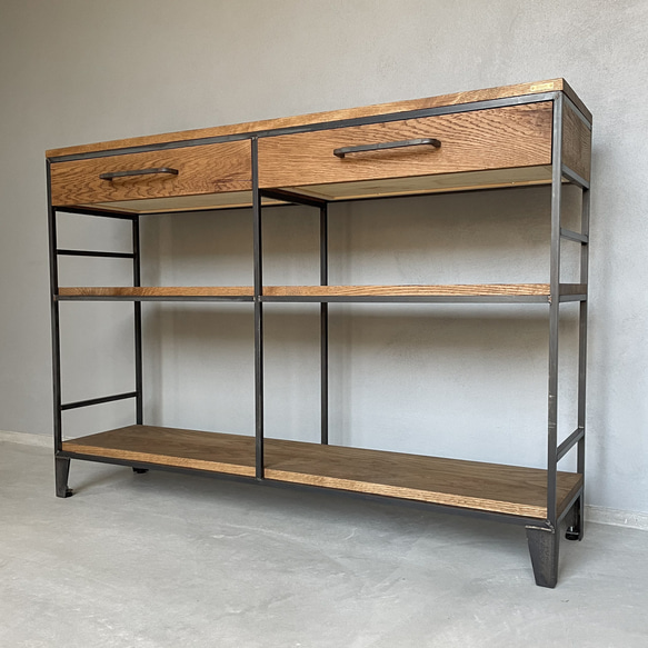 ＼送料無料／[S.B Shelf]キッチンシェルフ 収納棚 食器棚 台所収納 無垢材 アイアン家具 店舗什器-98- Shelf 収納棚 無垢材 アイアン家具 店舗什器 or ウォールナット オープンスペース有効内寸 店舗 カフェ