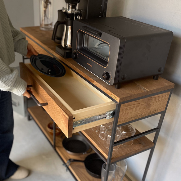 ＼送料無料／[S.B Shelf]キッチンシェルフ 収納棚 食器棚 台所収納 無垢材 アイアン家具 店舗什器-98- Shelf 収納棚 無垢材 アイアン家具 店舗什器 or ウォールナット オープンスペース有効内寸 店舗 カフェ