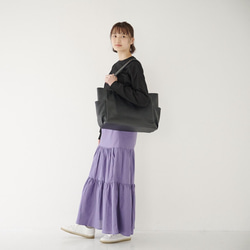 Morino Gakko 男女通用巴斯克針織變形長袖 T 卹黑色 第5張的照片