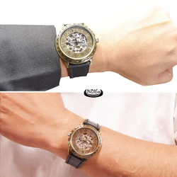 INDIEee 日本製 アンティーク 腕時計 ハンドメイド 手作り シチズン 自動巻き メンズ 本革 メンズ 個性的 3枚目の画像