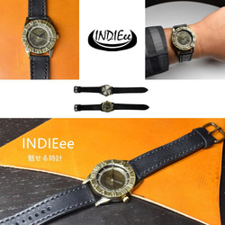 INDIEee 日本製 アンティーク 腕時計 真鍮 ハンドメイド 手作り セイコー SEIKO メンズ 本革 ローマ数字 10枚目の画像