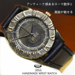 INDIEee 日本製 アンティーク 腕時計 真鍮 ハンドメイド 手作り セイコー SEIKO メンズ 本革 ローマ数字 1枚目の画像