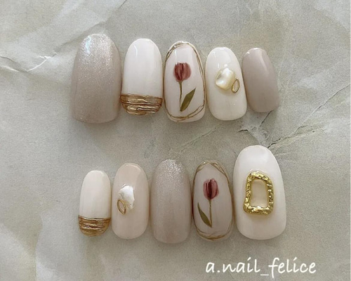 カチューシャネイル　チューリップネイル　ガーリーネイル カチューシャネイル チューリップネイル ガーリーネイル