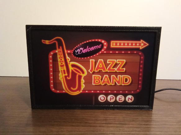 アメリカン レトロ オールド ジャズ バンド サックス サイン ミニチュア 看板 置物 玩具 雑貨 LEDライトBOX 5枚目の画像