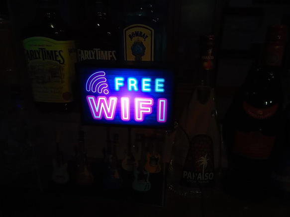 フリー Wi-Fi FREE 電波フリー デスクトップ サイン ミニチュア 看板 置物 雑貨 LEDライトBOXミ 6枚目の画像