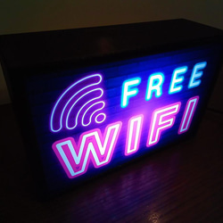 フリー Wi-Fi FREE 電波フリー デスクトップ サイン ミニチュア 看板 置物 雑貨 LEDライトBOXミ 2枚目の画像